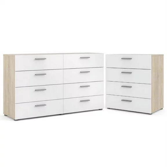 Home Square 2 Piece Bedroom Set with Dresser and Chest in Oak/White