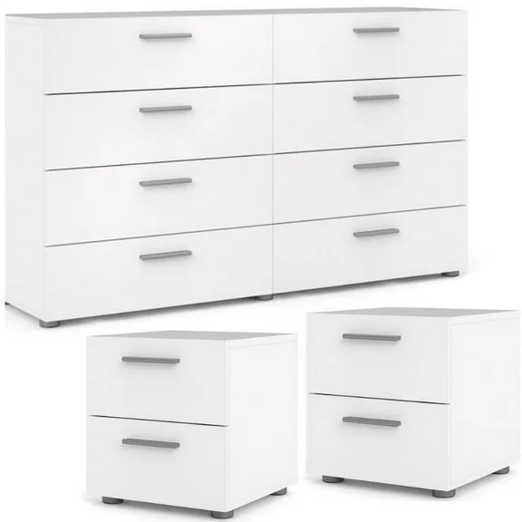 Home Square 3 Piece Bedroom Set with Dresser and 2 Nightstands in White