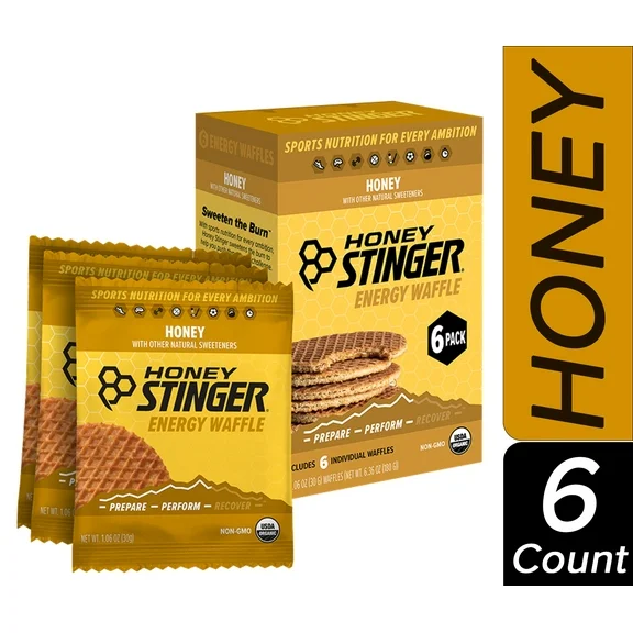 Honey Stinger, Individual Healthy Organic Snack Waffle, Honey, 6 Ct