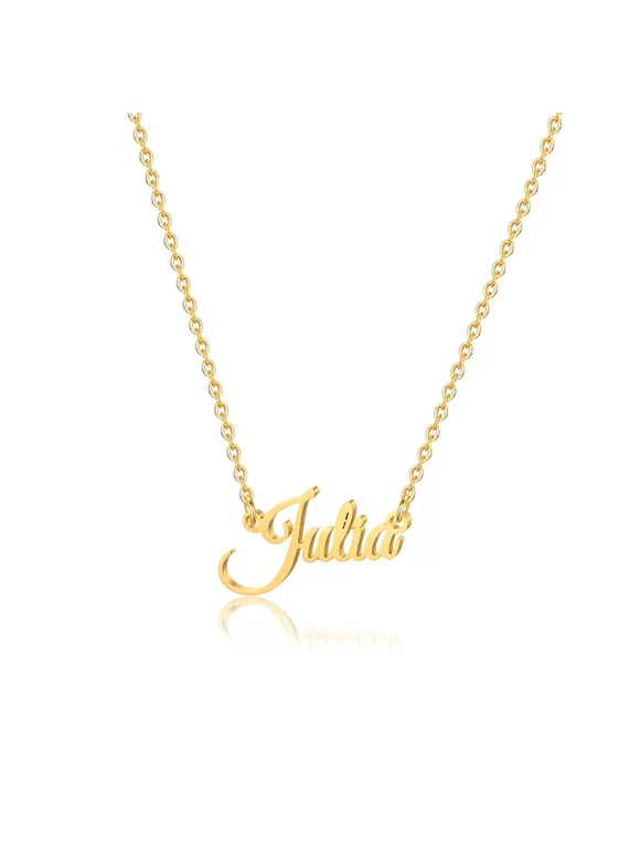 Julia Name Necklace Personalized, Gold Plated Custom Name Necklace Charm Jewelry Gift for Women