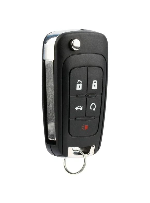 KeylessOption replacement blank key + fob for Buick, Chevrolet, GMC (13500221) 5-button flip style fob remote w/ remote start, trunk release
