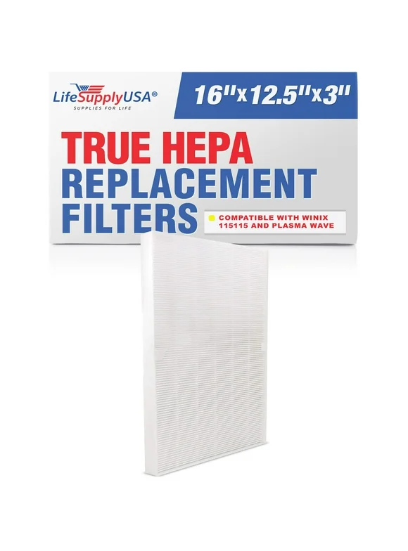 LifeSupplyUSA 16" HEPA Filter Replacement MERV 17, Fits Winix Plasma Wave Size 21, 2 Pack