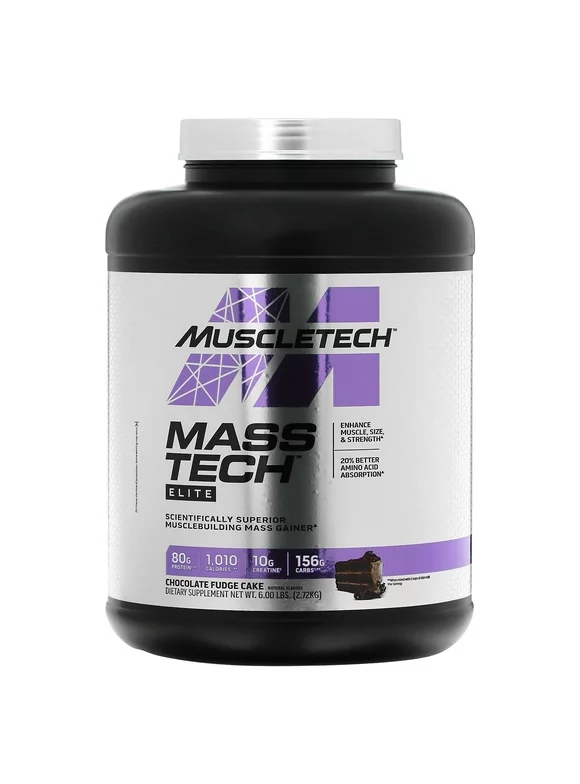 MuscleTech Mass Tech Elite, Chocolate Fudge Cake, 6 lbs (2.72 kg)