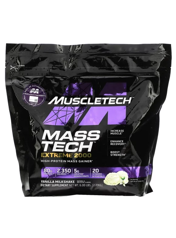 MuscleTech Mass Tech Extreme 2000, Vanilla Milkshake, 6 lbs (2.72 kg)