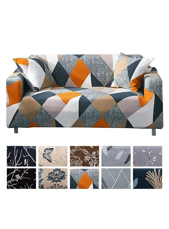 NEWEEN Sofa Cover High Stretch Elastic Fabric 1 2 3 Seater Sofa Slipcover Chair Loveseat Couch Cover Polyester Spandex Furniture Protector Cover with 1 Pillowcase (1 Seater, Checkerboard)