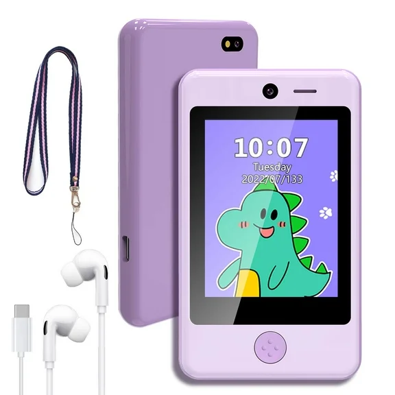 PTHTECHUS 2.8" Kids Phone Toddler Learning Toy Gifts with Dual Camera Habit Tracker Games Alphabet Educational Learning Toys Birthday Easter Gifts for 3-7 Y/O Purple