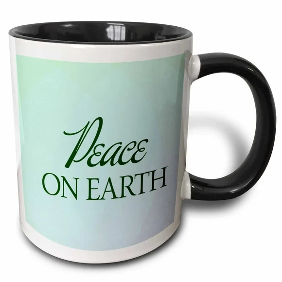 Peace on Earth in Green 11oz Two-Tone Black Mug mug-108860-4