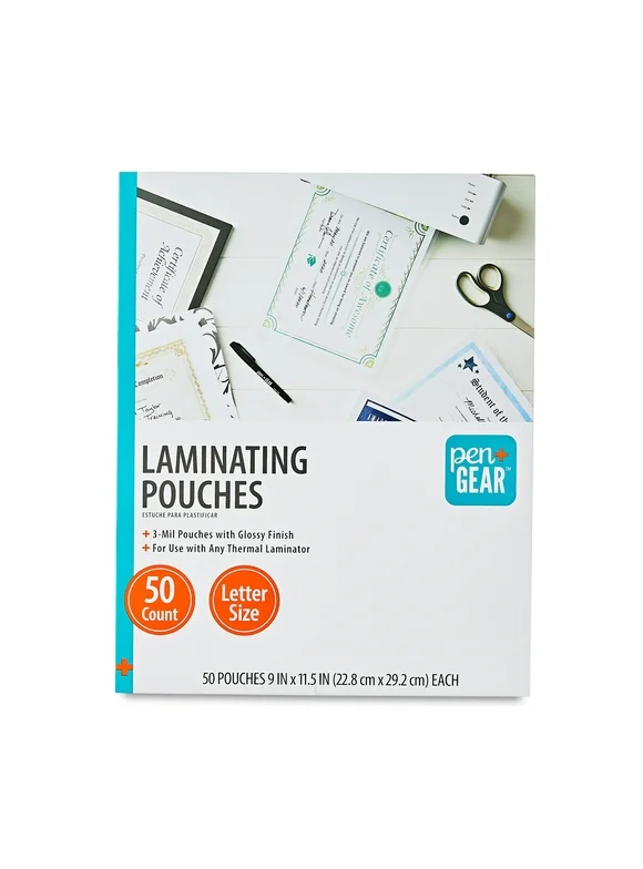 Pen+Gear Laminating Pouches 50 Count, 9"x 11.5", Material: Pet, 3 Mil, Model No. KK3881A