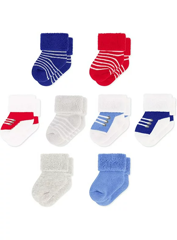 Rising Star Unisex Infant Cotton Terry Crew Baby Socks for 0-12 Months (12 Pack)