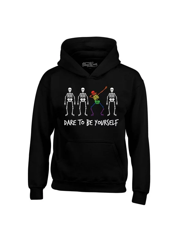 Shop4Ever Men's Dare to Be Yourself Gay Pride Hooded Sweatshirt Hoodie XXXX-Large Black