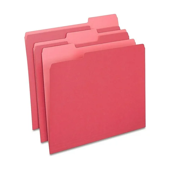 Staples Colored File Folders 1/3-Cut Tab Letter Size Red 100/Box (224519) TR224519