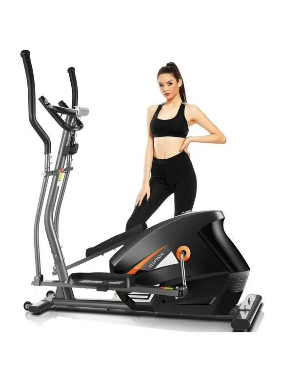 Tikmboex APP Elliptical Machine Elliptical Exercise Machine for Home Use with Adjustable 10 Levels Magnetic Resistance & LCD Display for Indoor Fitness Gym Workout, Max Load 390LBS