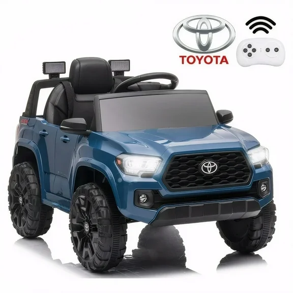 Toyota Tacoma Ride on Cars for Boys, 12V Powered Kids Ride on Cars Toy with Remote Control, Blue Electric Vehicles Ride on Truck with Headlights/Music Player for 3 to 5 Years Old Boy Girls