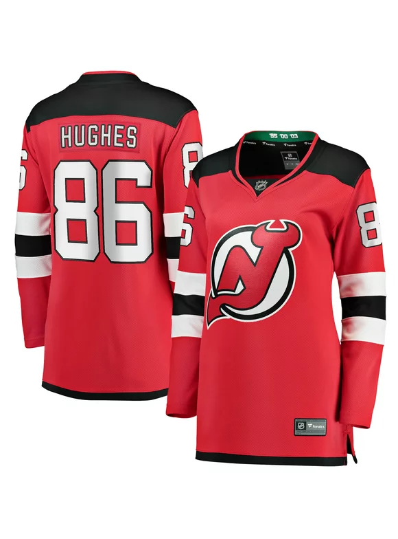 Women's Fanatics Branded Jack Hughes Red New Jersey Devils Home Breakaway Jersey
