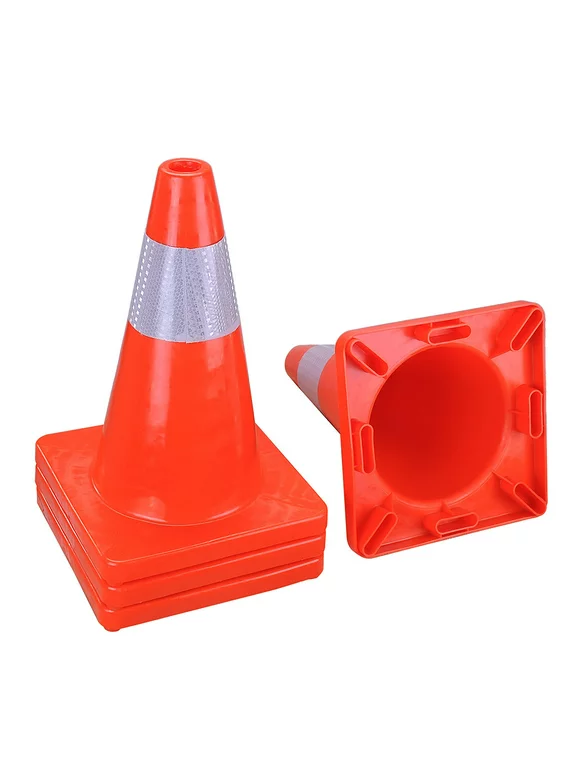 Yescom 17" Traffic Cones Safety Reflective Collars Sport Soccer Training Parking Cone PVC Road Guide Pack of 4