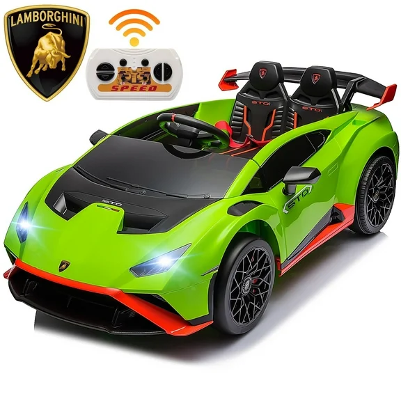 iRerts Green 24V Lamborghini Ride on Cars with Remote Control, Battery Powered Kids Ride on Toys for Boys Girls 3-8 Ages, 4 Wheels Electric Cars for Kids with Bluetooth/Music/USB Port/Max 5 mph Speed