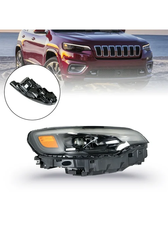 labwork Headlight Assembly Headlamp Projector Passenger Side Black Hosing Replacement for 2019-2022 Cherokee
