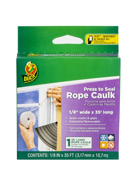 Duck Brand White Rubber Rope Caulk for Windows and Doors - 0.125 in x 35 ft