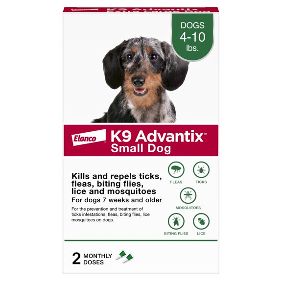 K9 Advantix Flea, Tick & Mosquito Prevention for Small Dogs 4-10 lbs, 2 Monthly Treatments