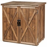 Gymax 2.5 X 2 Ft Outdoor Wooden Storage Shed Cabinet W/ Double Doors for Garden Yard