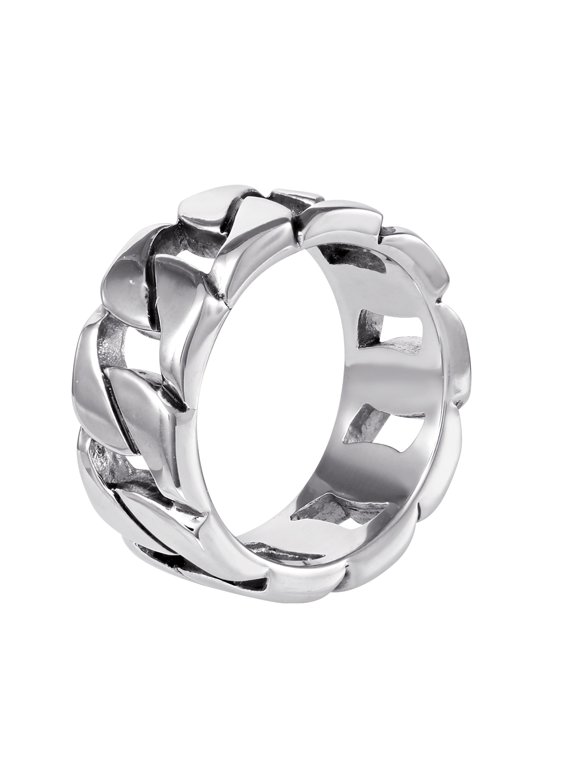 Brilliance Fine Jewelry Stainless Steel Men's Curb Chain Link Ring In Size 10
