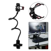 Macally Adjustable Gooseneck Tablet Holder & Phone Clip - Works with Phones & Tablets up to 8 - Flexible Phone Holder & Tablet Mount with Clip On Clamp for Desks up to 1.75 Thick (CLIPMOUNT)
