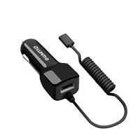 Car Charger for LG Stylo 5/Stylo 5+ Plus - 2.1A Type-C Car Charger with Extra USB Port (8 feet) and Atom Cloth - Black