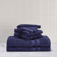 Mainstays Performance Solid 6-Piece Bath Towel Set - Navy Blue