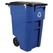 Rubbermaid Commercial Products  Brute Rollout Container Square, Plastic - Blue