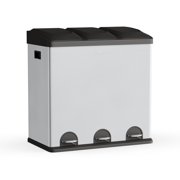 Step N' Sort 16-Gallon 3-Compartment Stainless Steel Trash and Recycling Bin (Multiple Colors)