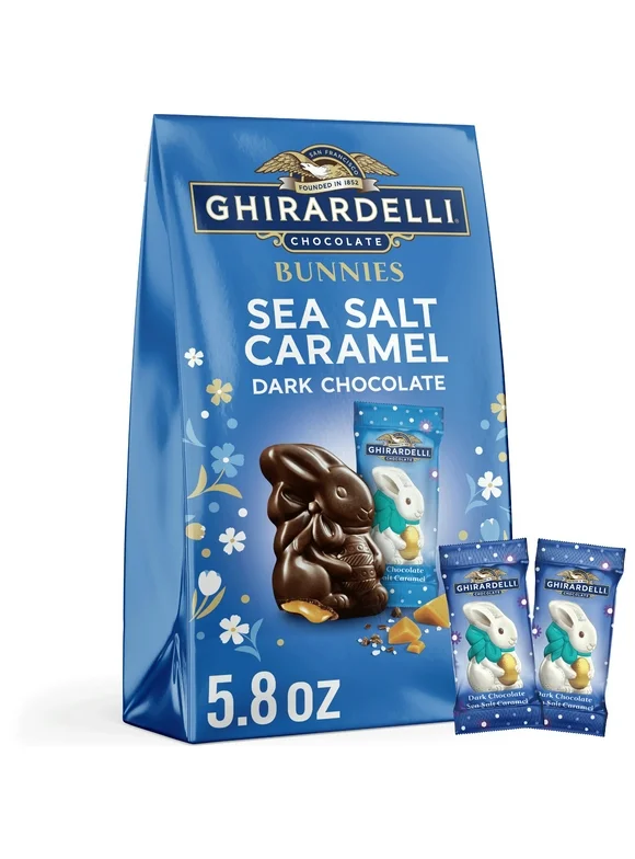 GHIRARDELLI Sea Salt Caramel Dark Chocolate Bunnies, 5.8 oz Bag