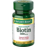 Nature's Bounty Quick Dissolve Biotin Tablets, 5000mcg, 60 Ct