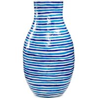 Heart of Haiti Blue Striped Papier Mache Vase