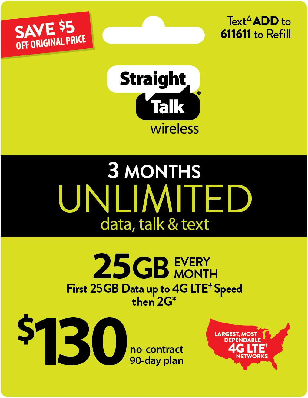 Straight Talk $130 Unlimited 3-Month/90-Day Plan (Email Delivery)