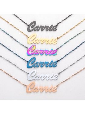 Personalized Women's Assorted Colors, Stainless Steel Script Name Necklace
