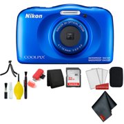 Nikon Coolpix W150 Wi-Fi Rugged Waterproof Digital Camera (Blue) 13.2 MP Bundle with 32GB Sandisk Memory Card + Floating Strap + Carrying Case + More (Intl Model)