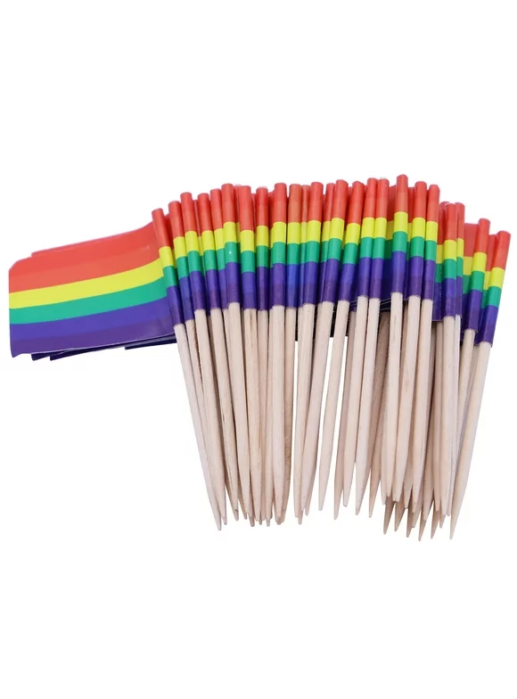 NUOLUX Flag Pride Toothpicks Rainbow Mini Cupcake Picks Gay Cake Topper Racing Toppers Lgbtq Countries Toothpick Cocktail
