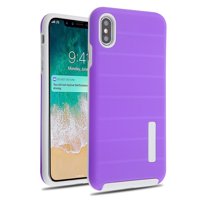 Bemz Dual Layer Armor Textured Anti-Slip Grip Phone Case Cover and Atom Cloth for Apple iPhone XS Max - Purple