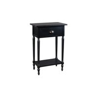 1 Drawer Wooden Accent Table with Metal Cup Pull and Turned Legs, Black