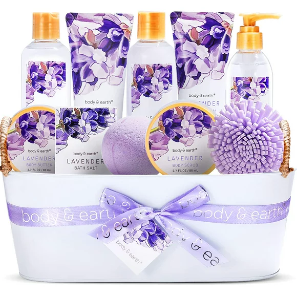 Spa Bath Gift Sets for Women, 11 Pcs Lavender Gift Baskets, Holiday Mothers Day Beauty Gifts for Mom