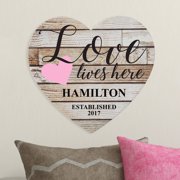 Personalized Love Lives Here Wood Heart