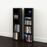 Sereni-T 4-Shelf Modular CD / DVD Storage Towers, Set of 2, Black