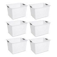 Sterilite Deep Ultra Plastic Kitchen Laundry Storage Organizer Baskets (6 Pack)