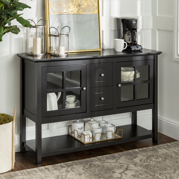 Walker Edison 52" Wood Console Table Buffet TV Stand for TV's up to 55" - Black