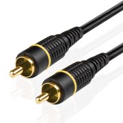 Subwoofer S/PDIF Audio Digital Coaxial RCA Composite Video Cable (15 Feet) - Gold Plated Dual Shielded RCA to RCA Male Connectors - Black
