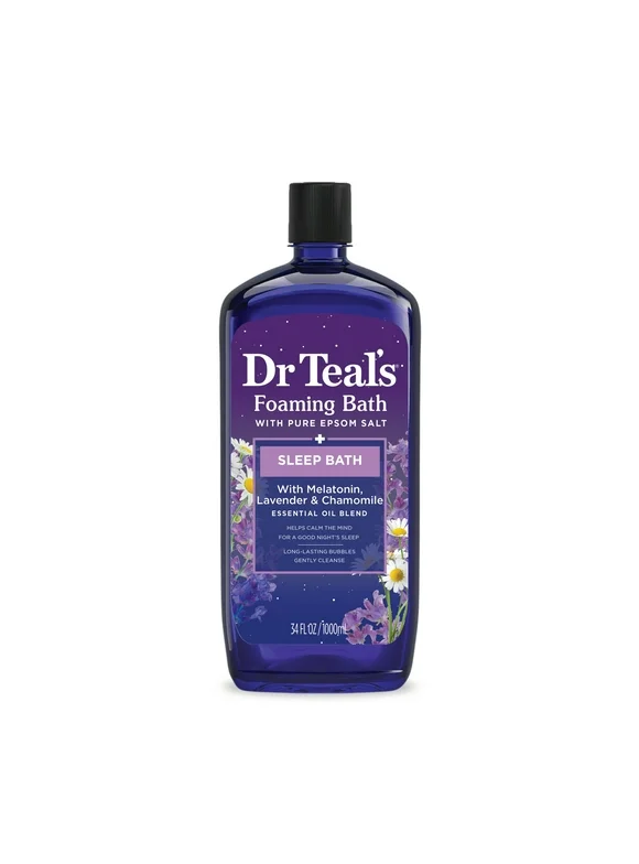 Dr Teal's Foaming Bath, Sleep Bath with Melatonin, Lavender & Chamomile Essential Oils, 34 fl oz.