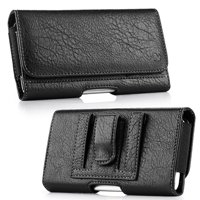 Luxmo [Wallet Series] LG K51 Belt Holster - PU Leather Phone Case Carry Pouch with Card Slots/Coin Holders and Atom Wipe - Black