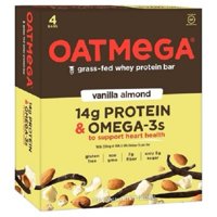 Oatmega Grass-Fed Whey Protein Bar, Vanilla Almond, 14g Protein, 4 Ct