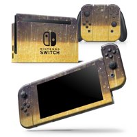 Blue Stratched Streaks with Unfocused Gold Sparkles - Skin Wrap Decal Compatible with the Nintendo Switch JoyCons Only