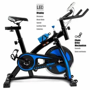 XtremepowerUS Stationary Exercise Work Out Cycling Bike Cardio Health Workout Fitness Trainer Cycle w/ Water Bottle, Blue